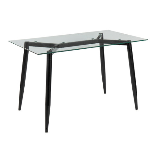 Clara - Contemporary Table - Black Metal With Clear Tempered Glass Top