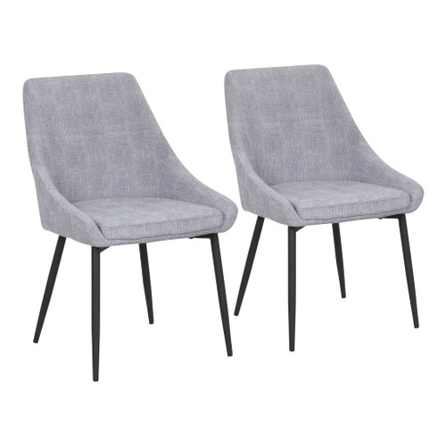 Diana - Contemporary Chair (Set of 2) - Black Metal And Gray Corduroy Fabric