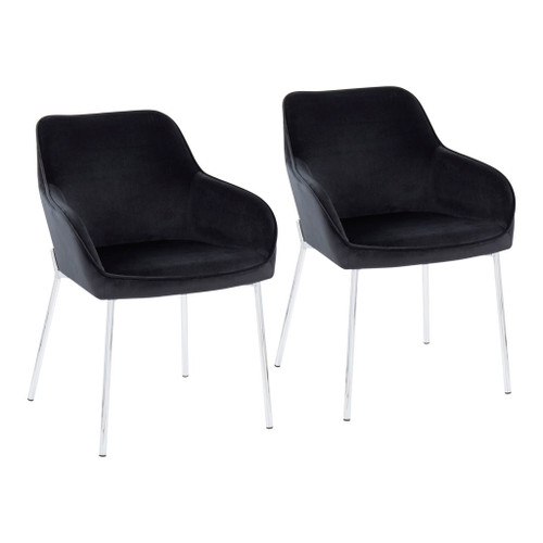 Daniella - Dining Chair (Set of 2) - Chrome Steel And Black Velvet