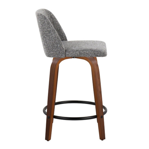 Toriano - 24" Fixed-Height Counter Stool (Set of 2) - Walnut And Gray Noise