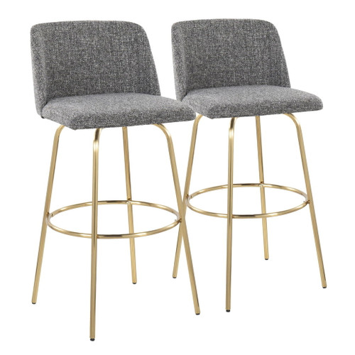 Toriano - 30" Fixed-Height Barstool (Set of 2) - Dark Gray Noise