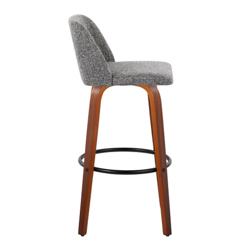 Toriano - 30" Fixed-Height Barstool (Set of 2) - Dark Gray Noise And Walnut