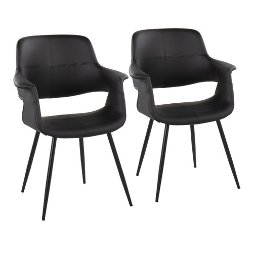 Vintage Flair - Faux Leather Chair (Set of 2) - Black