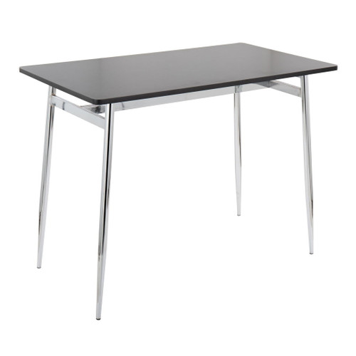 Marcel - Contemporary Counter Table - Chrome Metal And Black Wood