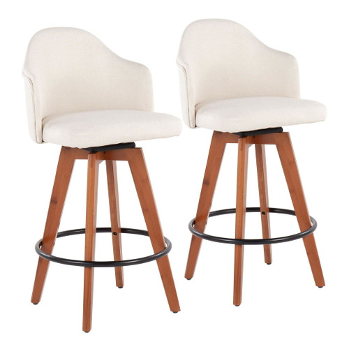 Ahoy - Contemporary Fixed-Height Counter Stool With Walnut Bamboo Frame (Set of 2)