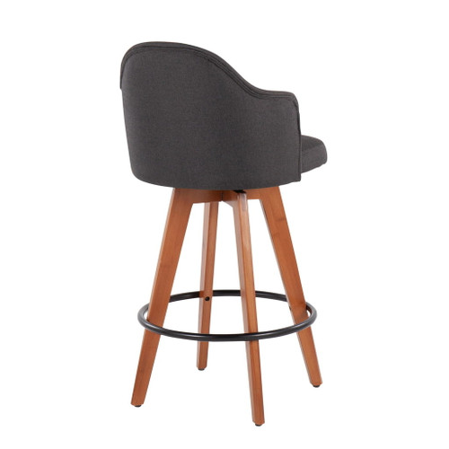 Ahoy - Contemporary Fixed-Height Counter Stool With Walnut Bamboo Frame (Set of 2)