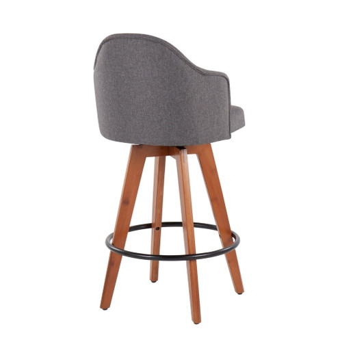 Ahoy - Contemporary Fixed-Height Counter Stool With Walnut Bamboo Frame (Set of 2)