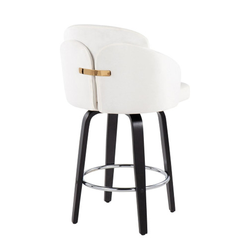 Dahlia - Contemporary Counter Stool With Velvet Seat (Set of 2) - Black Wood