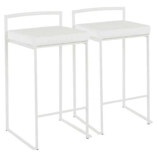 Fuji - Contemporary Stackable Counter Stool (Set of 2) - White Frame