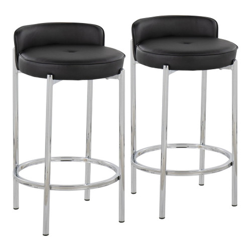 Chloe - Contemporary Counter Stool (Set of 2) - Chrome Frame