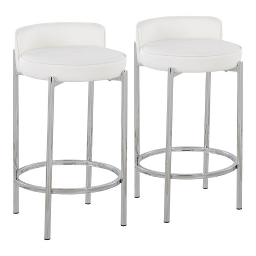 Chloe - Contemporary Counter Stool (Set of 2) - Chrome Frame