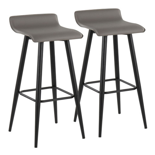 Ale - Contemporary Fixed-Height Barstool (Set of 2) - Black Steel Frame