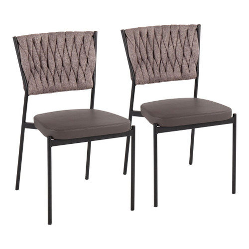 Tania - Braided Contemporary Chair With Faux Leather Seat (Set of 2)