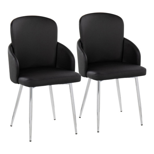 Dahlia - Contemporary Dining Chair (Set of 2) - Chrome Metal
