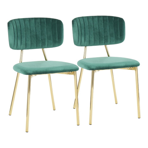 Bouton - Contemporary/Glam Chair (Set of 2) - Gold Metal Legs
