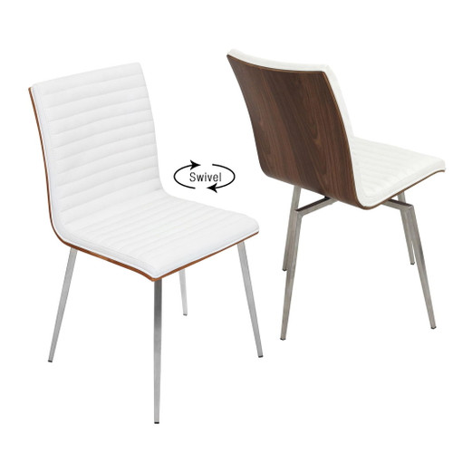 Mason - Contemporary Swivel Dining / Accent Chair (Set of 2) - Stainless Steel, Walnut Wood