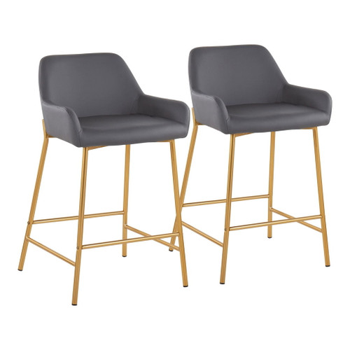 Daniella - Fixed-Height Counter Stool With Gold Frame (Set of 2)