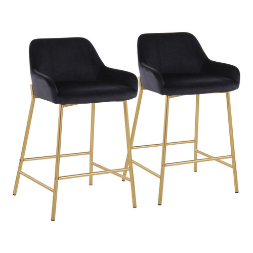 Daniella - Fixed-Height Counter Stool With Gold Frame (Set of 2)