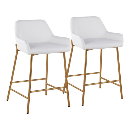 Daniella - Fixed-Height Counter Stool With Gold Frame (Set of 2)