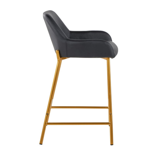 Daniella - Fixed-Height Counter Stool With Gold Frame (Set of 2)