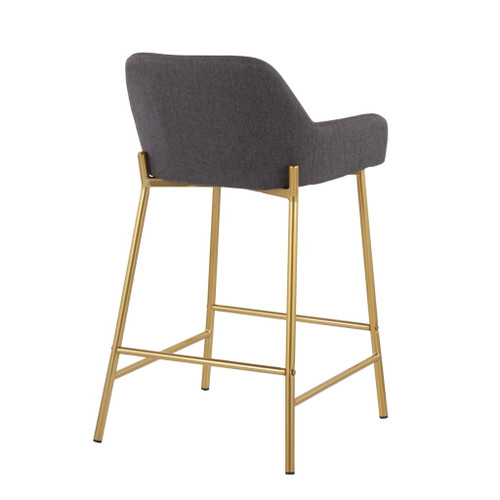 Daniella - Fixed-Height Counter Stool With Gold Frame (Set of 2)