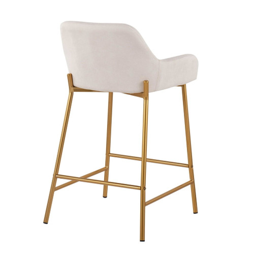 Daniella - Fixed-Height Counter Stool With Gold Frame (Set of 2)