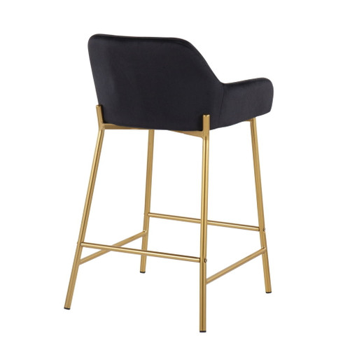 Daniella - Fixed-Height Counter Stool With Gold Frame (Set of 2)