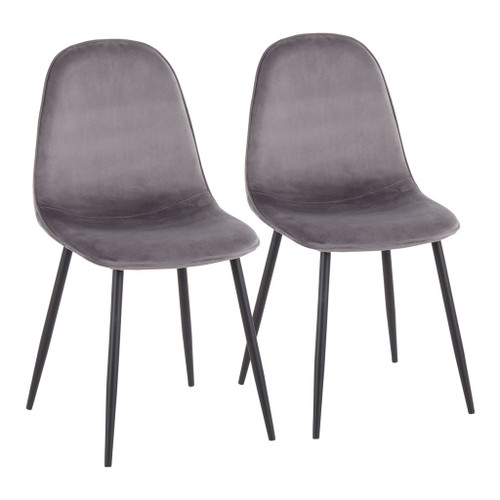 Pebble - Contemporary Chair (Set of 2) - Black Steel, Velvet