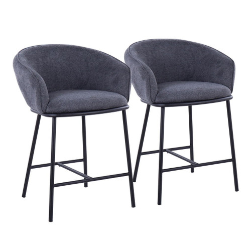 Ashland - Contemporary Counter Stool (Set of 2) - Black Steel Frame