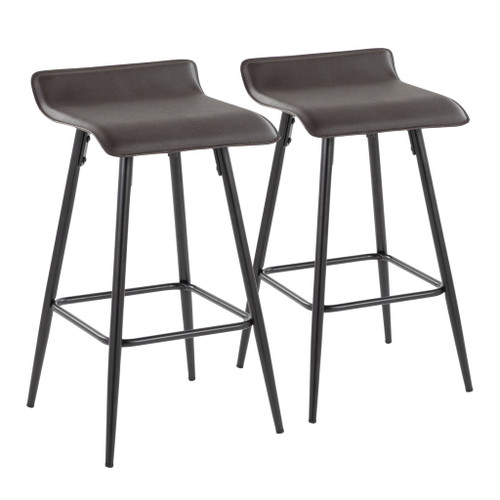 Ale - Contemporary Fixed Height Counter Stool (Set of 2) - Black Steel Frame