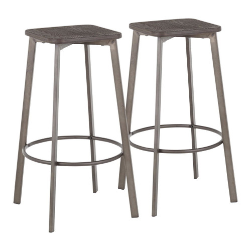 Clara - Industrial Square Barstool (Set of 2) - Wood-Pressed Grain Bamboo