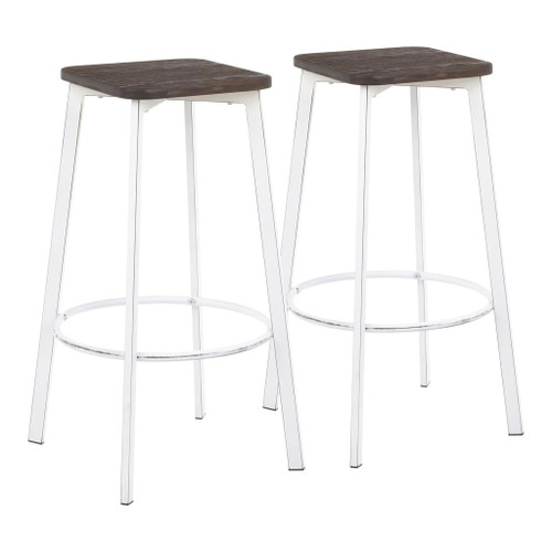 Clara - Industrial Square Barstool (Set of 2) - Wood-Pressed Grain Bamboo