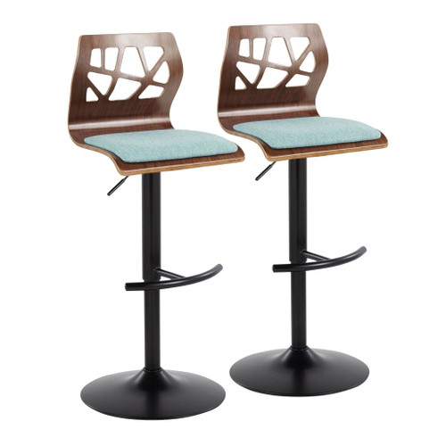 Folia - Adjustable Swivel Barstool (Set of 2) - Black Metal And Walnut Back