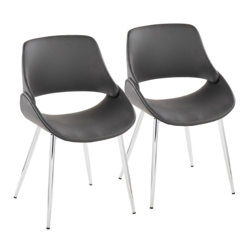 Fabrizzi - Mid-Century Modern Accent / Dining Chair (Set of 2) - Chrome Metal