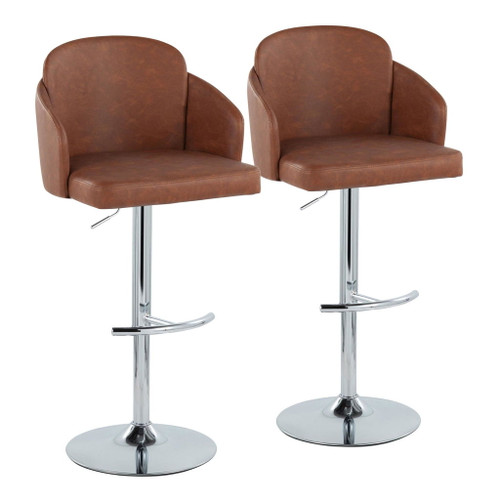 Dahlia - Contemporary Adjustable Barstool (Set of 2) - Chrome Metal Frame
