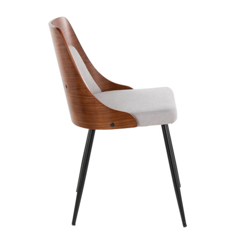 Anabelle - Dining / Accent Chair (Set of 2) - Black Metal, Walnut Wood, And Gray Fabric