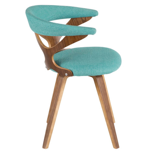 Gardenia - Dining / Accent Chair With Swivel - Walnut Wood And Teal Fabric