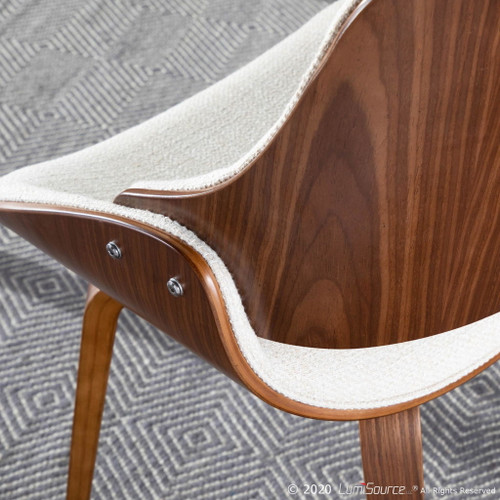 Fabrizzi - Mid-Century Modern Dining / Accent Chair - Walnut / Cream Fabric