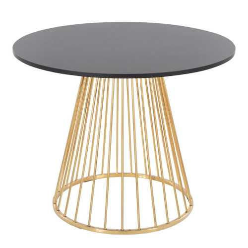 Canary - Claire Contemporary/Glam 5 Piece Dining Room Set - Gold Metal, Black MDF, And Black Faux Leather