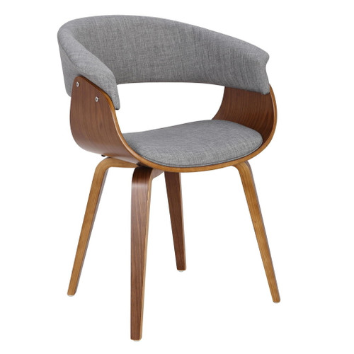 Vintage Mod - Mid-Century Modern Chair - Walnut And Light Gray Fabric
