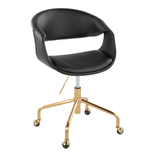 Curvo - Upholstered Task Chair - Gold Metal Base