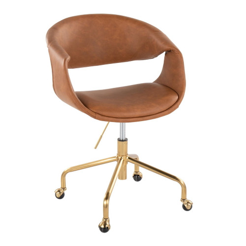 Curvo - Upholstered Task Chair - Gold Metal Base