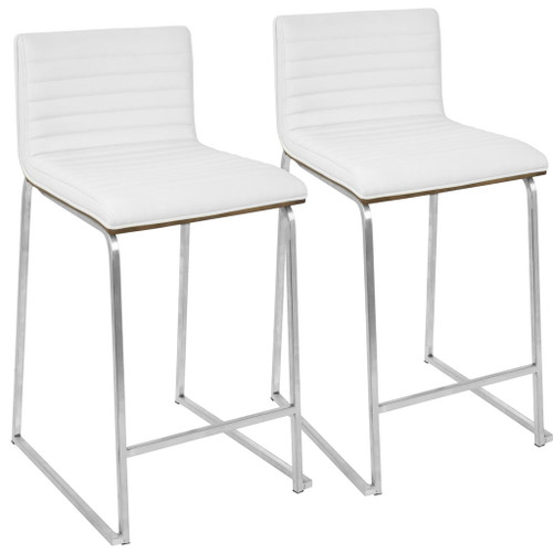 Mara - Contemporary Counter Stool (Set of 2) - Brushed Steel Frame