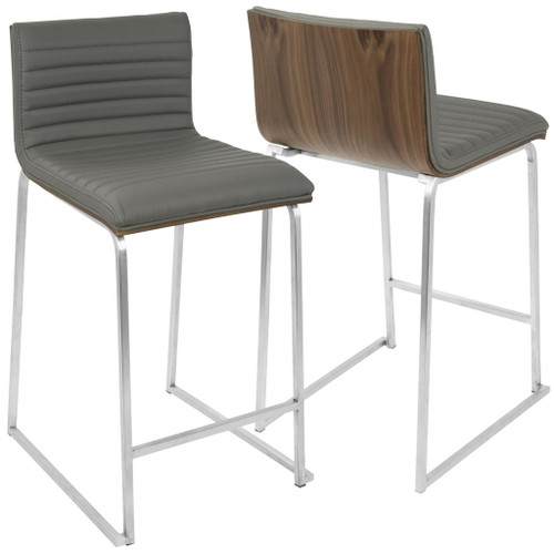 Mara - Contemporary Counter Stool (Set of 2) - Brushed Steel Frame