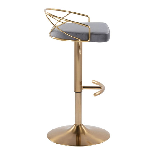Charlotte - Glam Adjustable Swivel Barstool (Set of 2) - Gold Frame