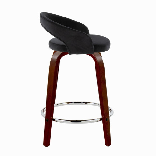 Grotto - Upholstered Fixed-Height Counter Stool With Mahogany Wood Base (Set of 2)