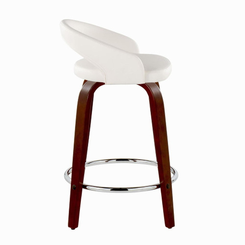 Grotto - Upholstered Fixed-Height Counter Stool With Mahogany Wood Base (Set of 2)
