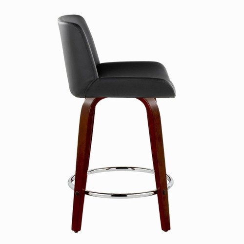 Santi - 24" Fixed-Height Counter Stool With Swivel - Mahogany Wood (Set of 2)