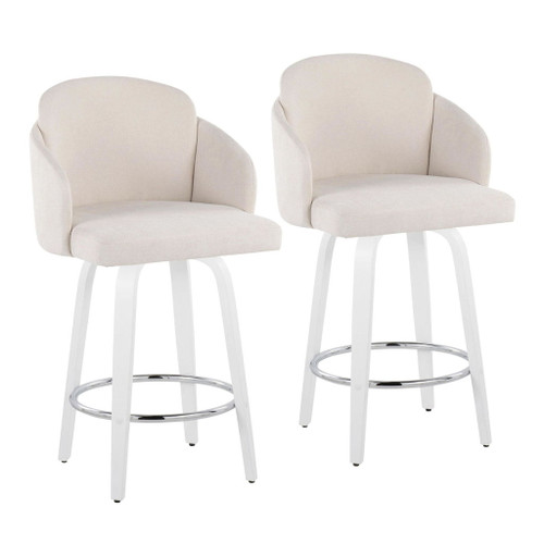Cinch - Contemporary Fixed-Height Swivel Counter Stool (Set of 2) - White Wood