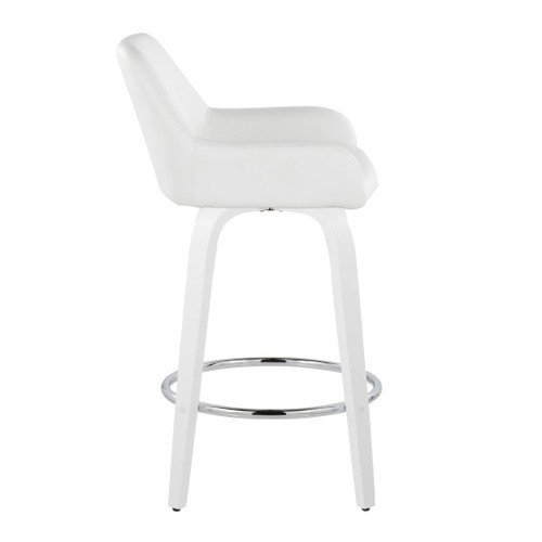 Cinch - Contemporary Fixed-Height Swivel Counter Stool (Set of 2) - White Wood And Round Footrest